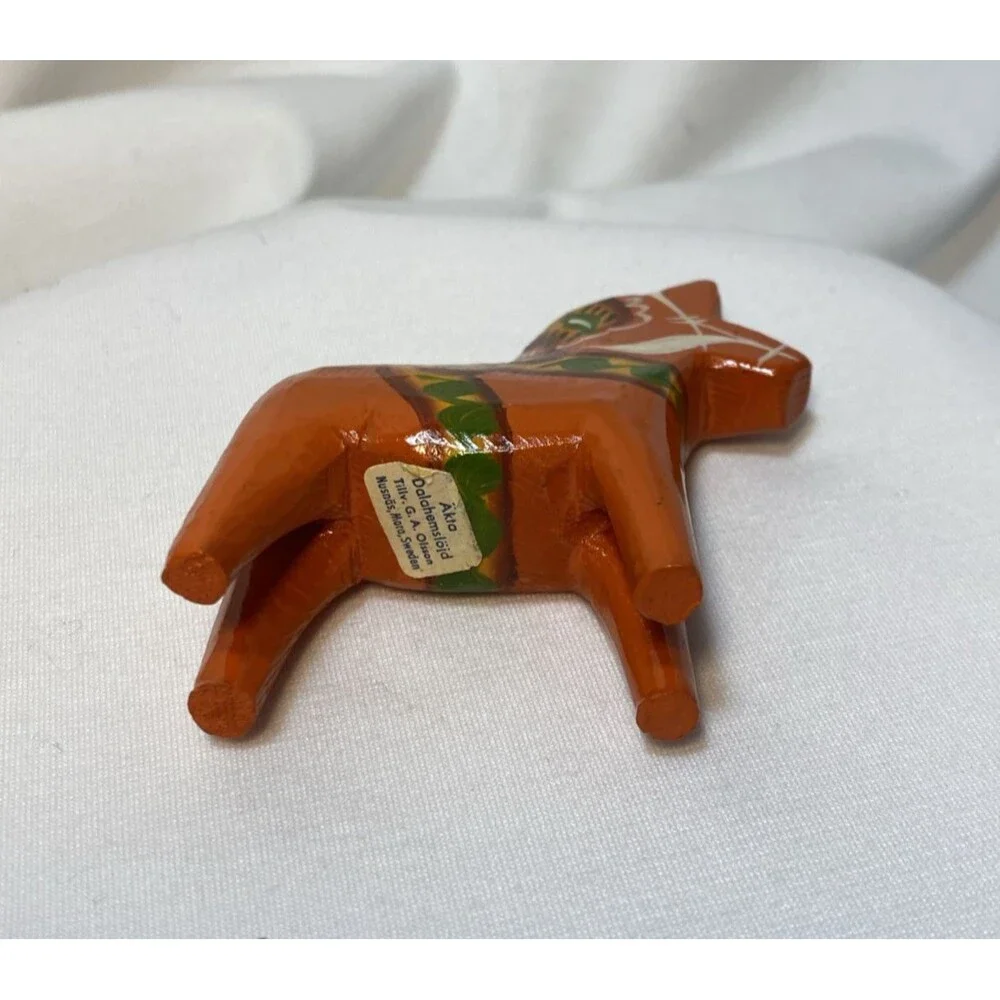 Vintage Swedish Dala Horse Folk Art Carving Hand Painted 3
